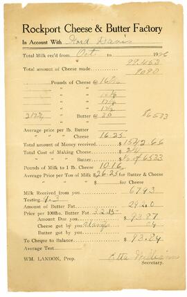 Rockport Cheese Factory Receipts, Ford Davis