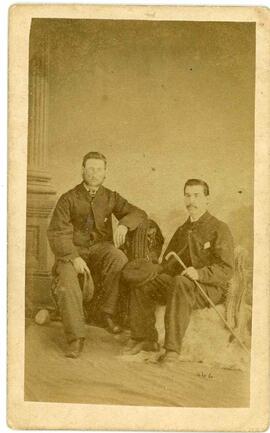 Portrait of two gentlemen sitting, Photographer  Union Gallery, Gananoque, Ont.