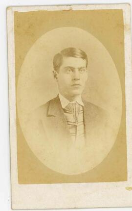 Shoulder portrait of young man inscribed on reverse "A  jackasses picture":- photograph...