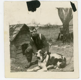 Man with big dog, inscribed “Walt”