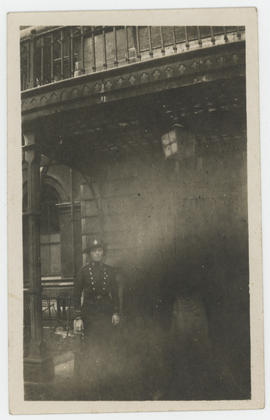 woman in uniform, street scape